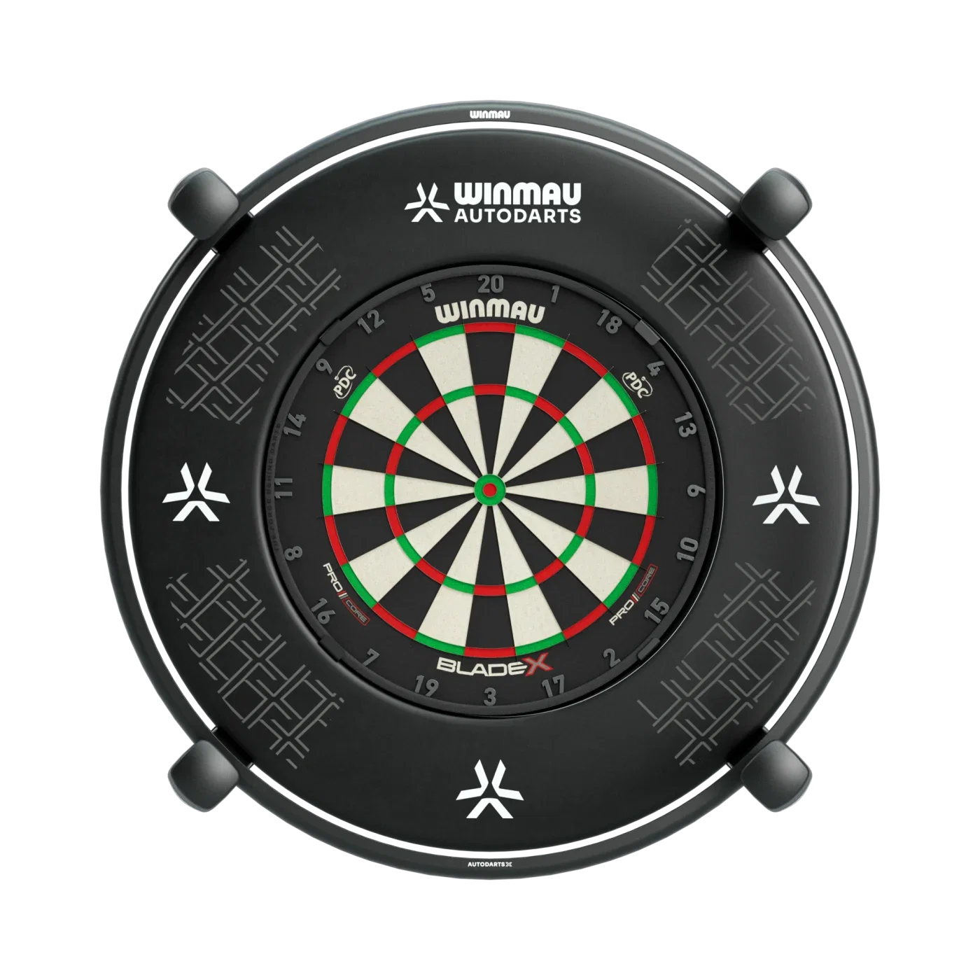 The Autodarts X camera and lighting ring around a dartboard